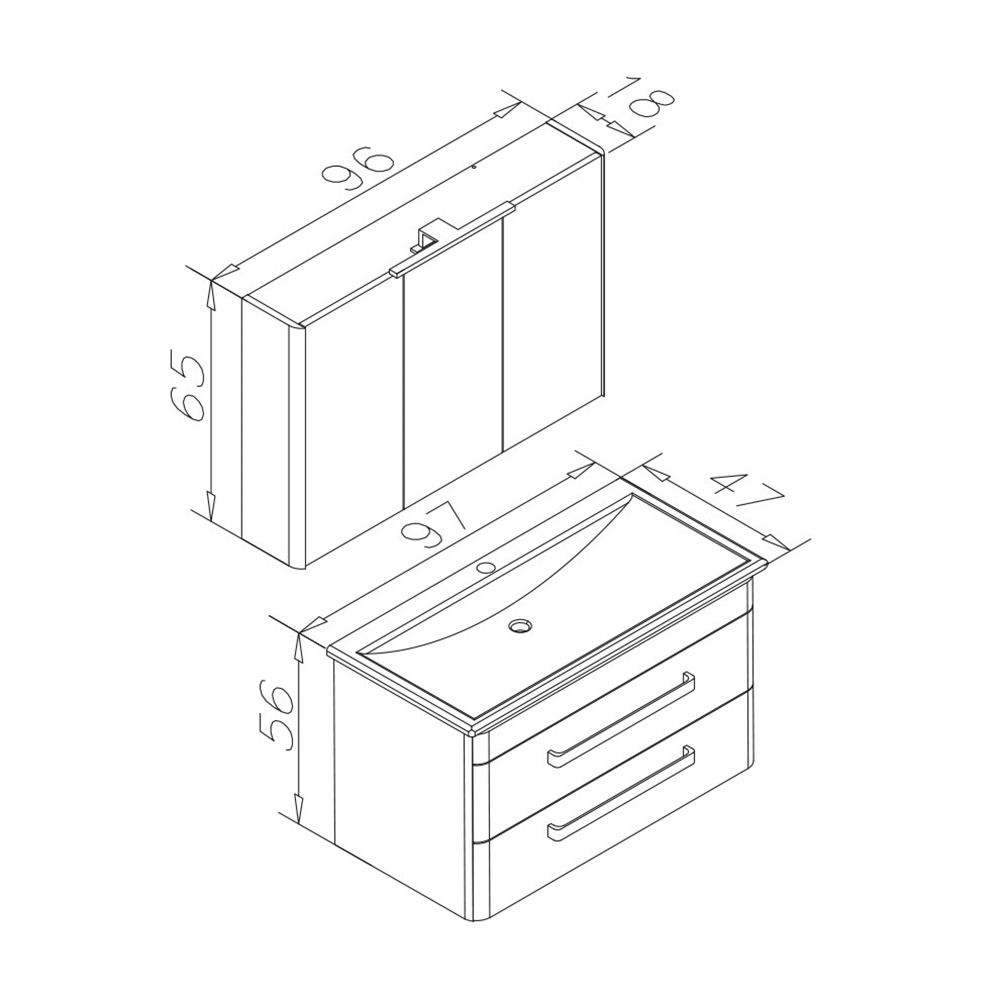 OrkaRose 100 cm Banyo Dolabı