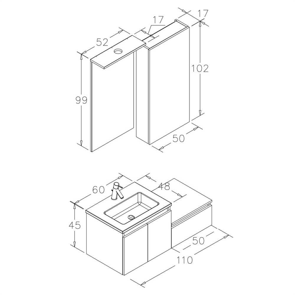 OrkaSidney 110 cm Banyo Dolabı