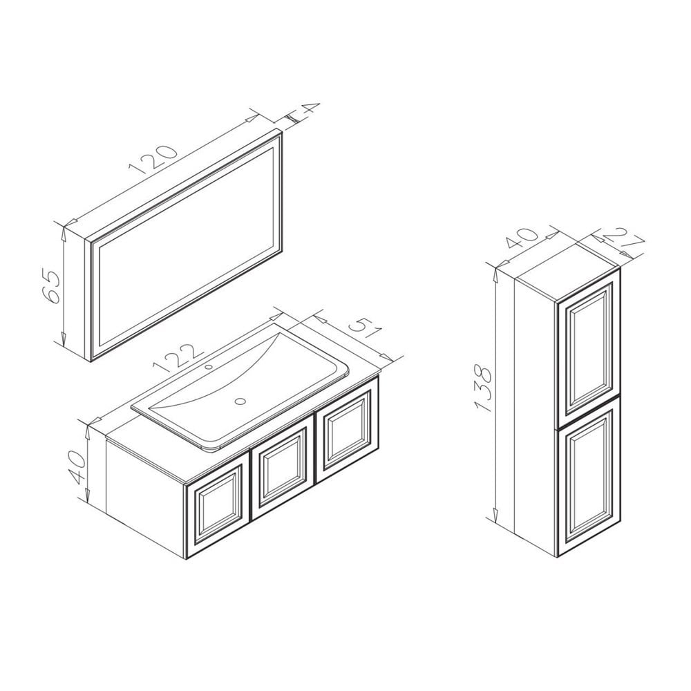 OrkaStyle 120 cm Banyo Dolabı
