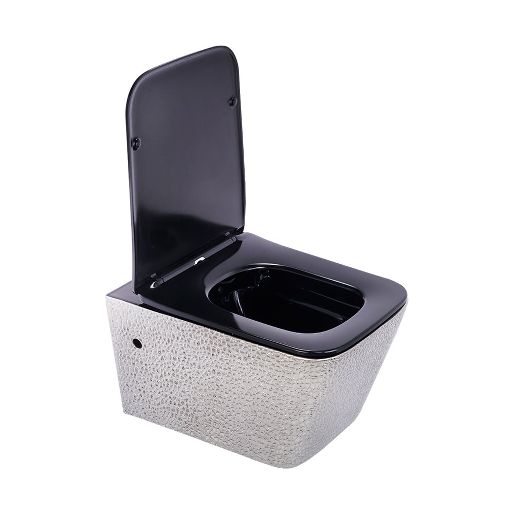 Pure ConceptCrocodile Gümüş Siyah 52 cm Kanalsız Asma Klozet