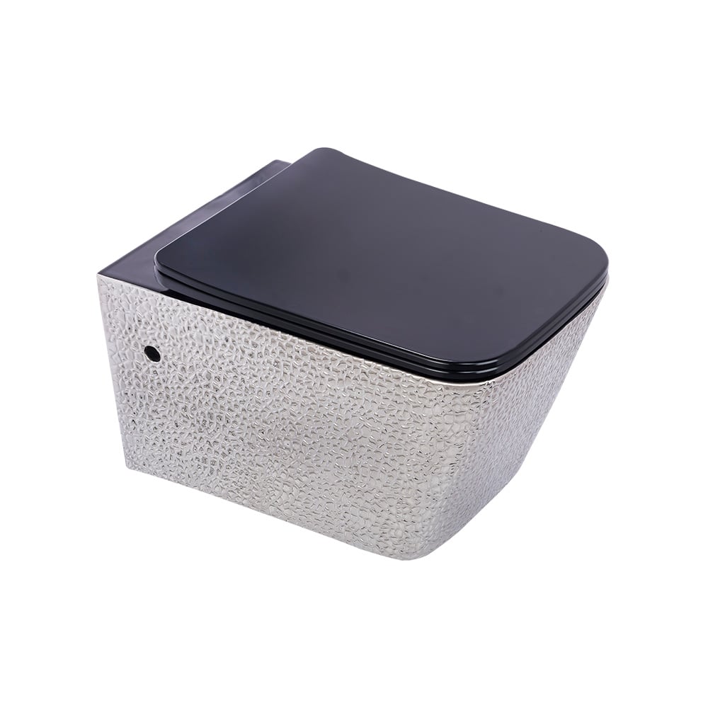 Pure ConceptCrocodile Gümüş Siyah 52 cm Kanalsız Asma Klozet