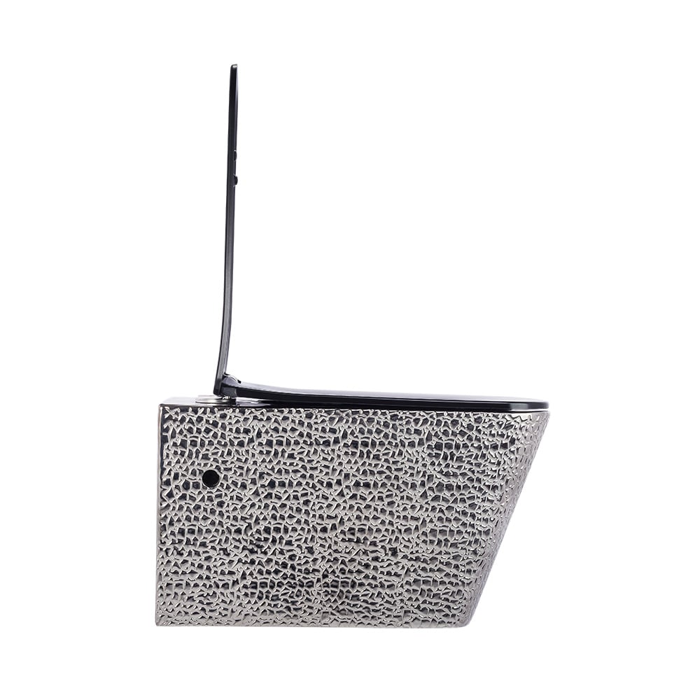 Pure ConceptCrocodile Gümüş Siyah 52 cm Kanalsız Asma Klozet