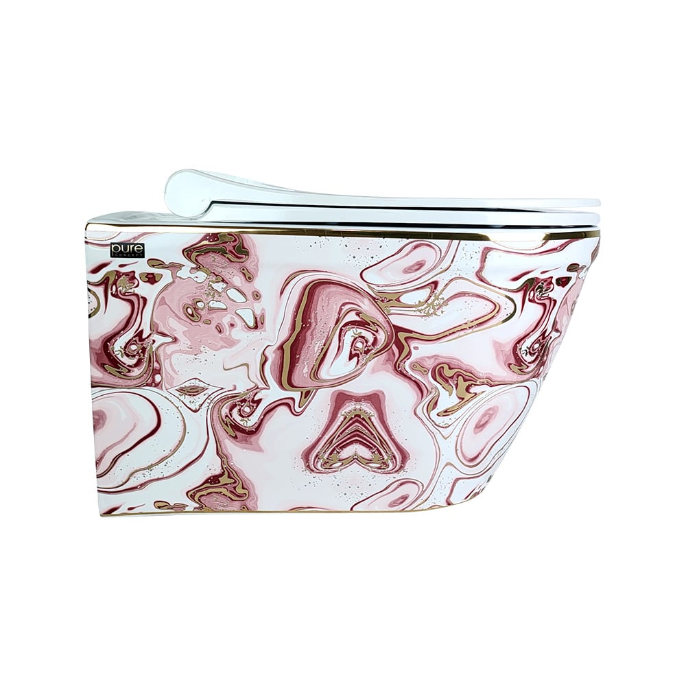 Pure ConceptEbru Pembe Altın 52 cm Kanalsız Asma Klozet