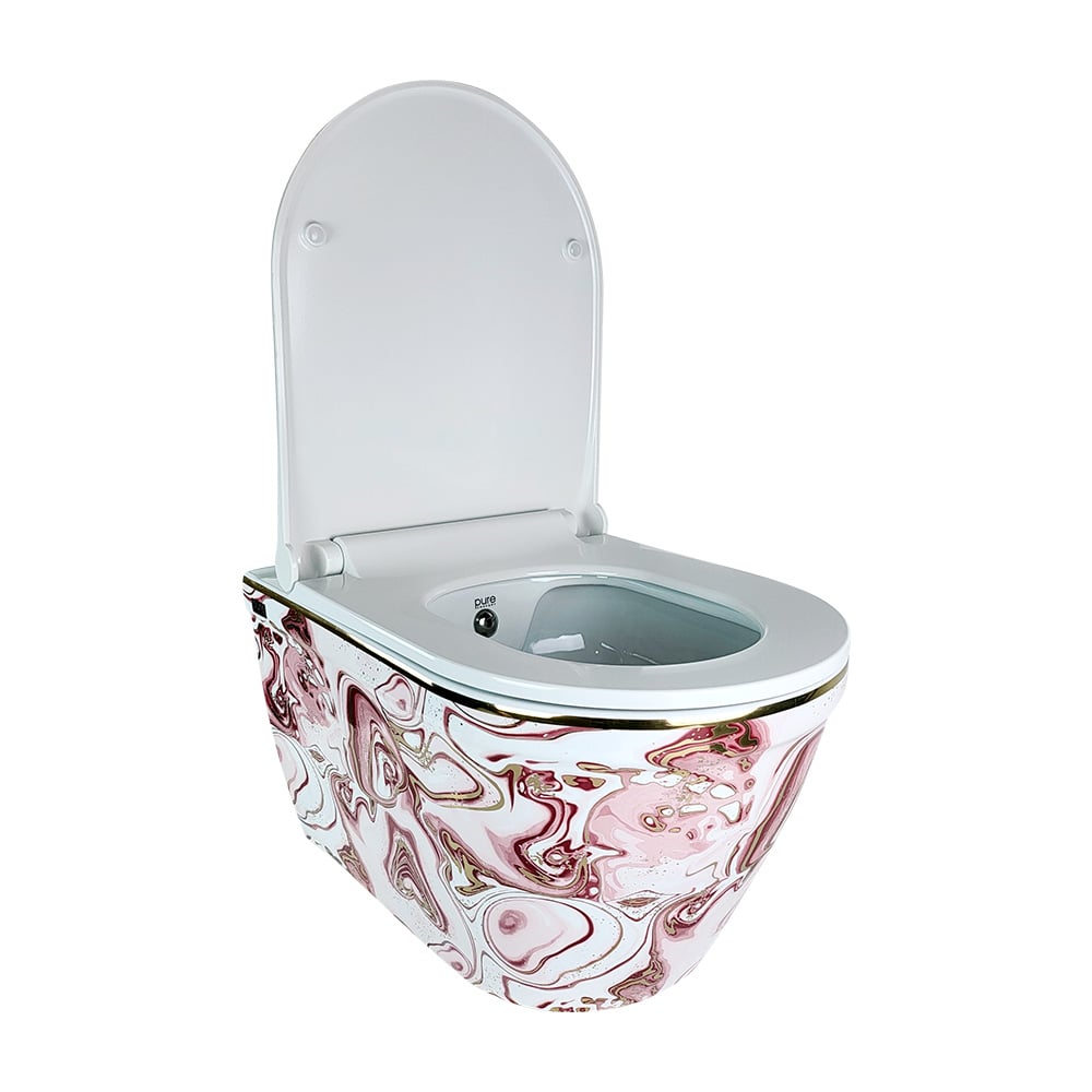 Pure ConceptEbru Pembe Altın 52 cm Kanalsız Asma Klozet