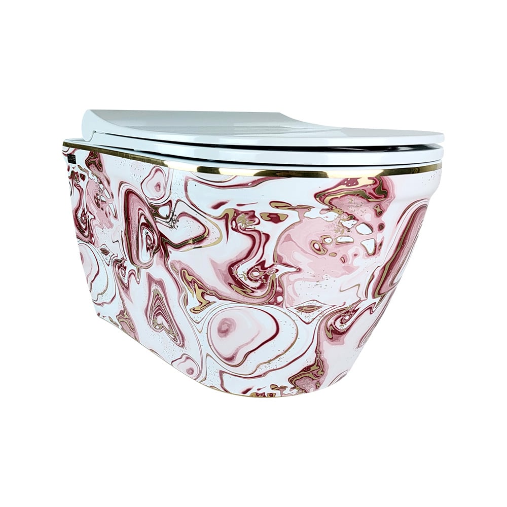 Pure ConceptEbru Pembe Altın 52 cm Kanalsız Asma Klozet