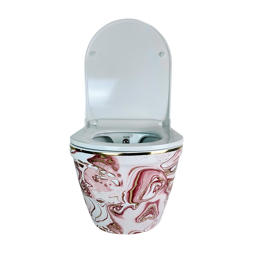 Pure ConceptEbru Pembe Altın 52 cm Kanalsız Asma Klozet