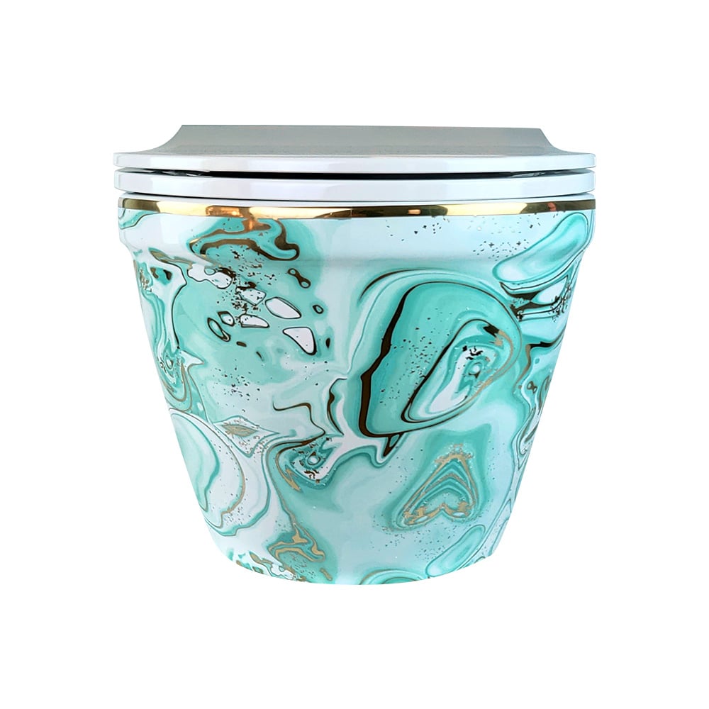 Pure ConceptEbru Yeşil Altın 52 cm Kanalsız Asma Klozet