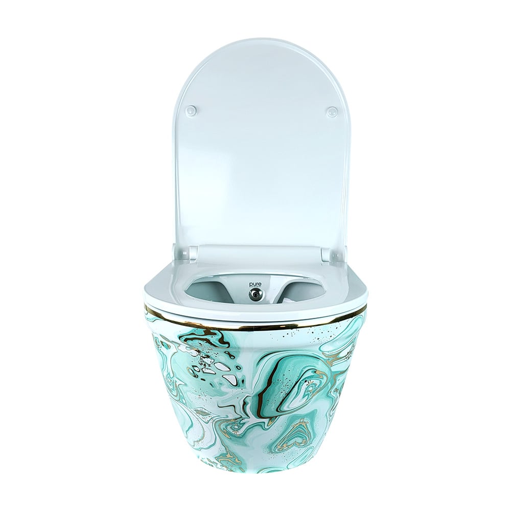 Pure ConceptEbru Yeşil Altın 52 cm Kanalsız Asma Klozet