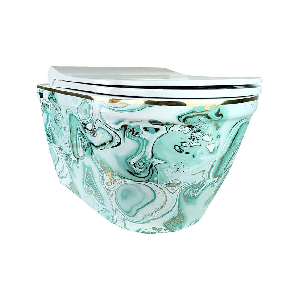 Pure ConceptEbru Yeşil Altın 52 cm Kanalsız Asma Klozet