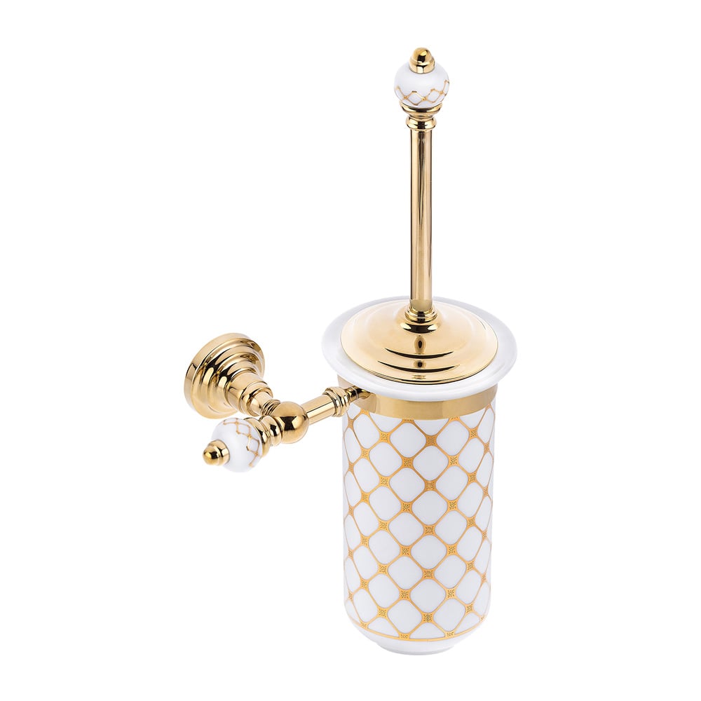 Pure ConceptGeometrik Beyaz Altın / Pvd Gold Montajlı Klozet Fırçası