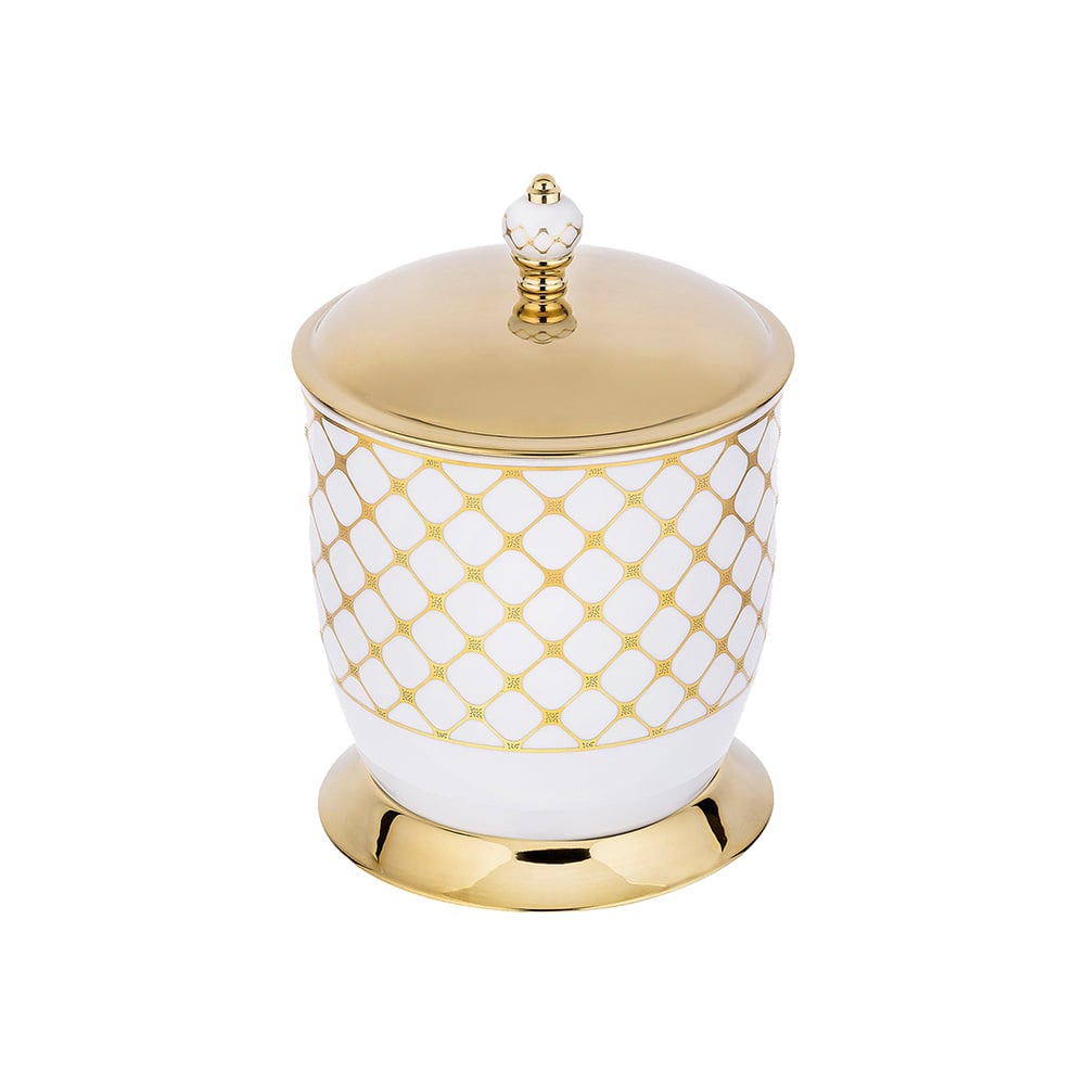 Pure ConceptGeometrik Beyaz Altın / Pvd Gold Çöp Kovası