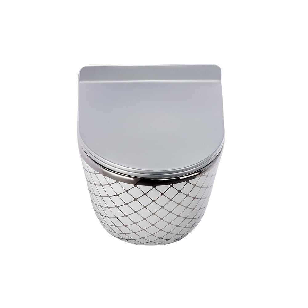 Pure ConceptGeometrik Platin Beyaz 53 cm Kanalsız Asma Klozet