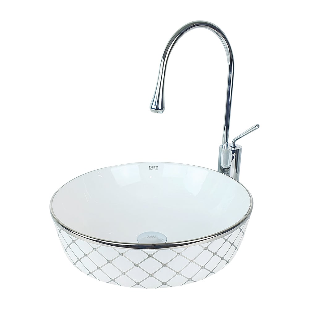 Pure ConceptGeometrik Platin Beyaz Çanak Lavabo