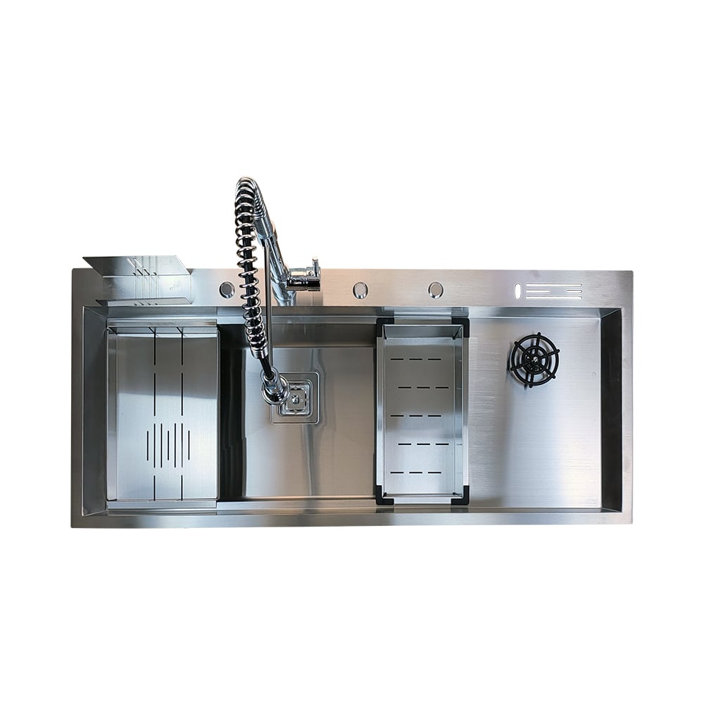 Pure ConceptInoks 118x50 Çift Göz Bardak Yıkamalı Pas. Çelik Evye