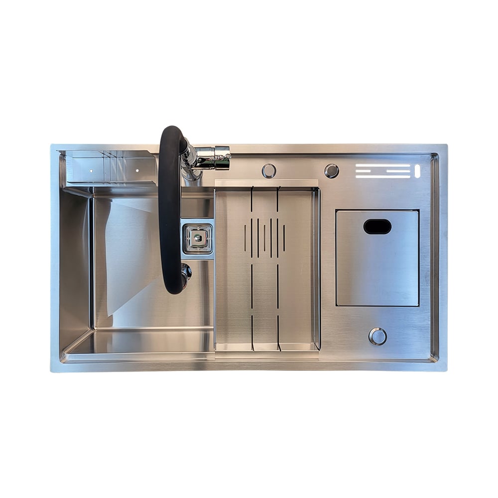 Pure ConceptInoks 86x49 T.Göz Çöp Kovalı Pas.Çelik Evye