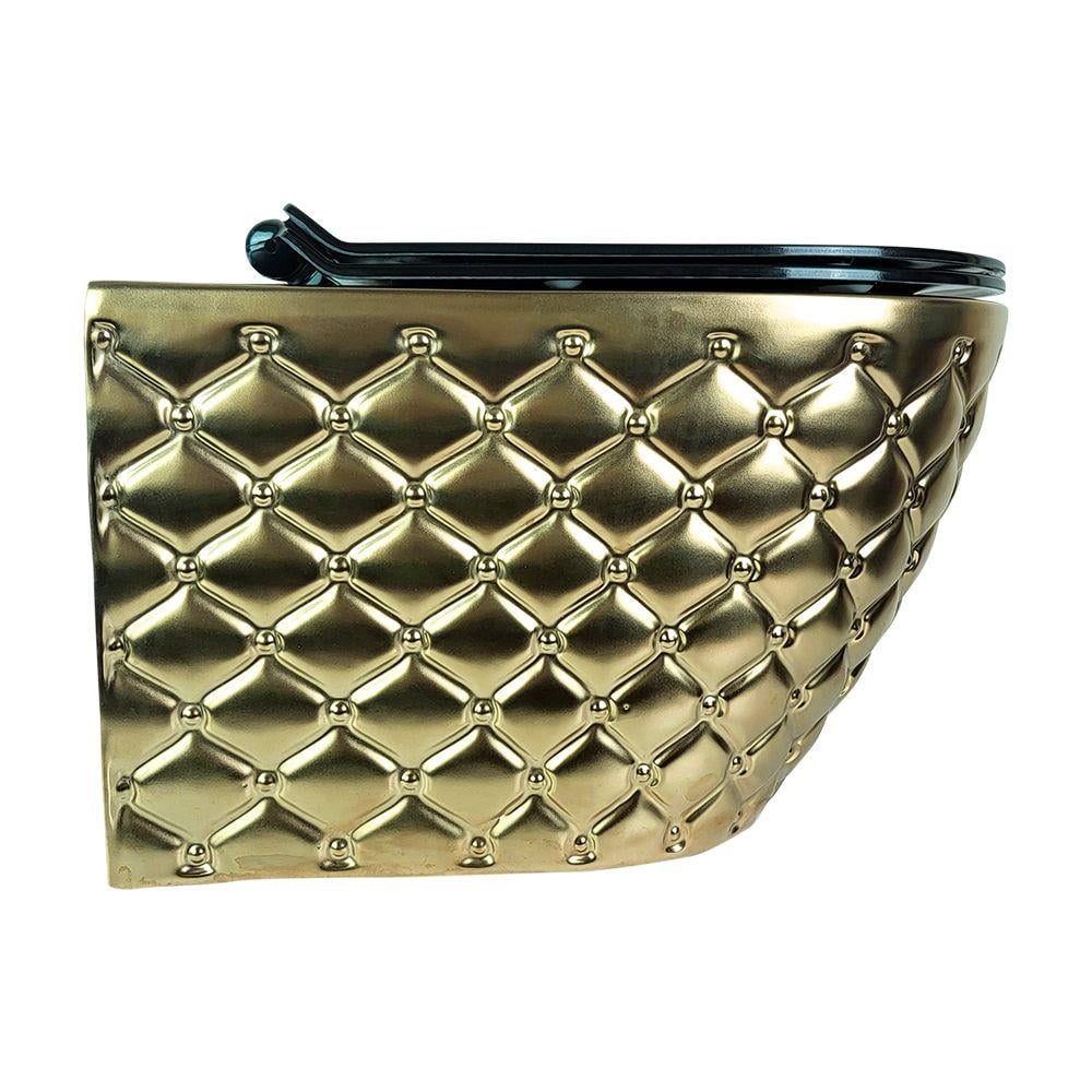 Pure ConceptKapitone Dot Mat Gold Kanalsız Asma Klozet + Siyah Kapak