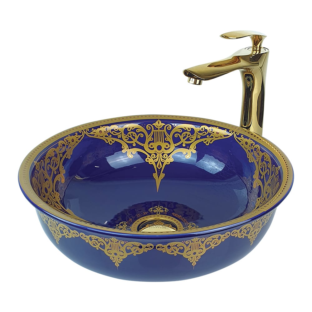 Pure ConceptLacivert Altın Çanak Lavabo