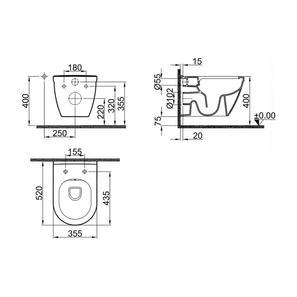Pure ConceptMarble Beyaz Gold Kanalsız Asma Klozet