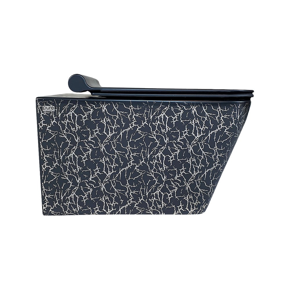 Pure ConceptMarble Siyah Gümüş 52 cm Kanalsız Asma Klozet