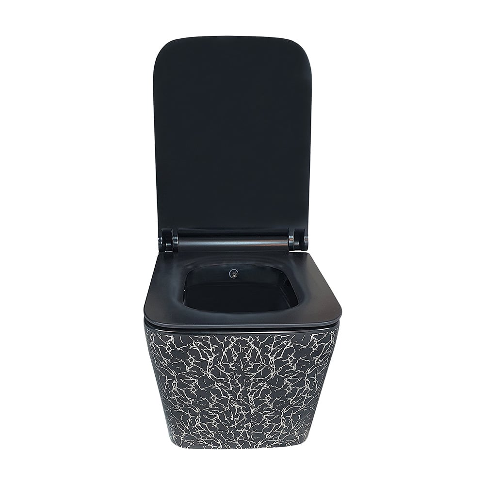 Pure ConceptMarble Siyah Gümüş 52 cm Kanalsız Asma Klozet