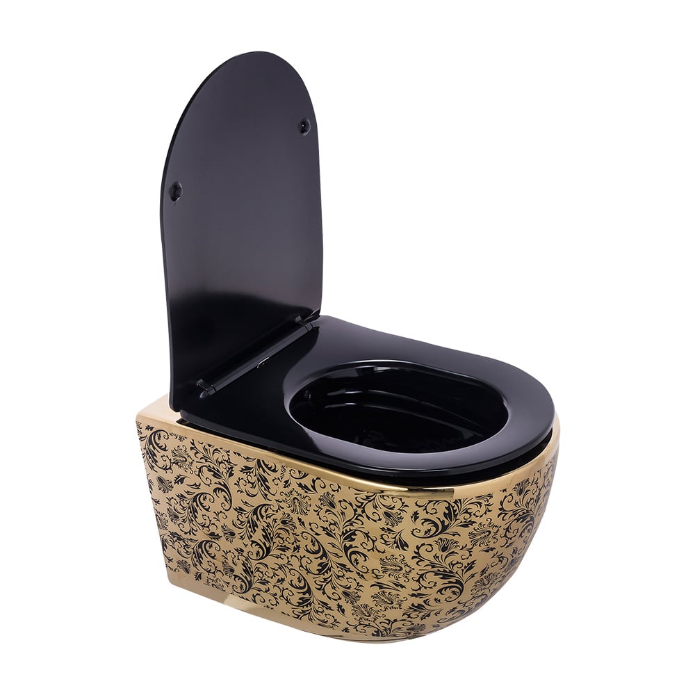 Pure ConceptMat Altın Siyah 53 cm Kanalsız Asma Klozet