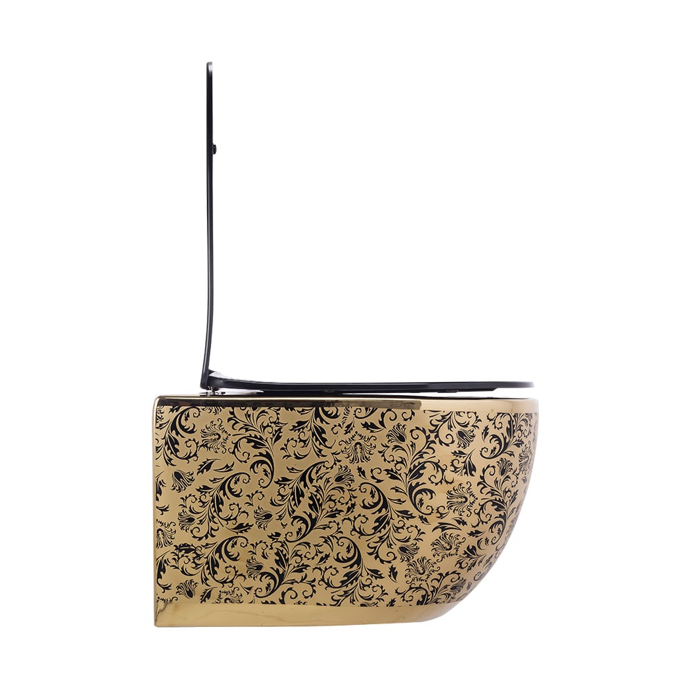 Pure ConceptMat Altın Siyah 53 cm Kanalsız Asma Klozet