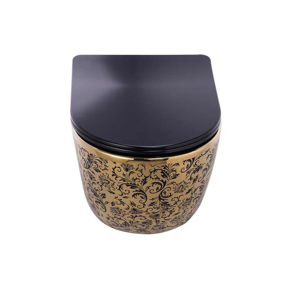 Pure ConceptMat Altın Siyah 53 cm Kanalsız Asma Klozet