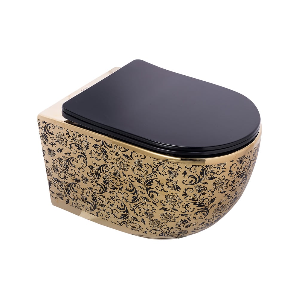 Pure ConceptMat Altın Siyah 53 cm Kanalsız Asma Klozet