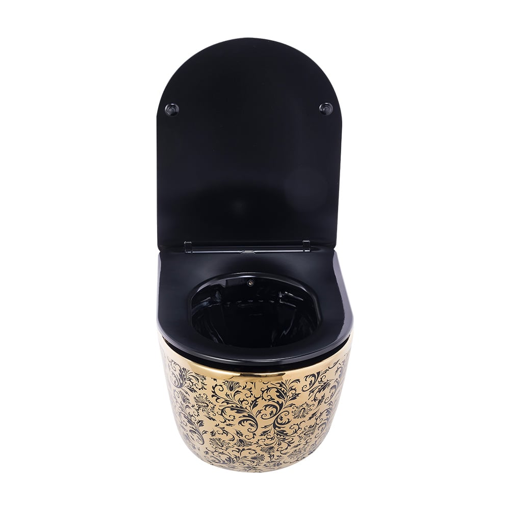 Pure ConceptMat Gold Black Kanalsız Asma Klozet + Yavaş Kapanır Kapak