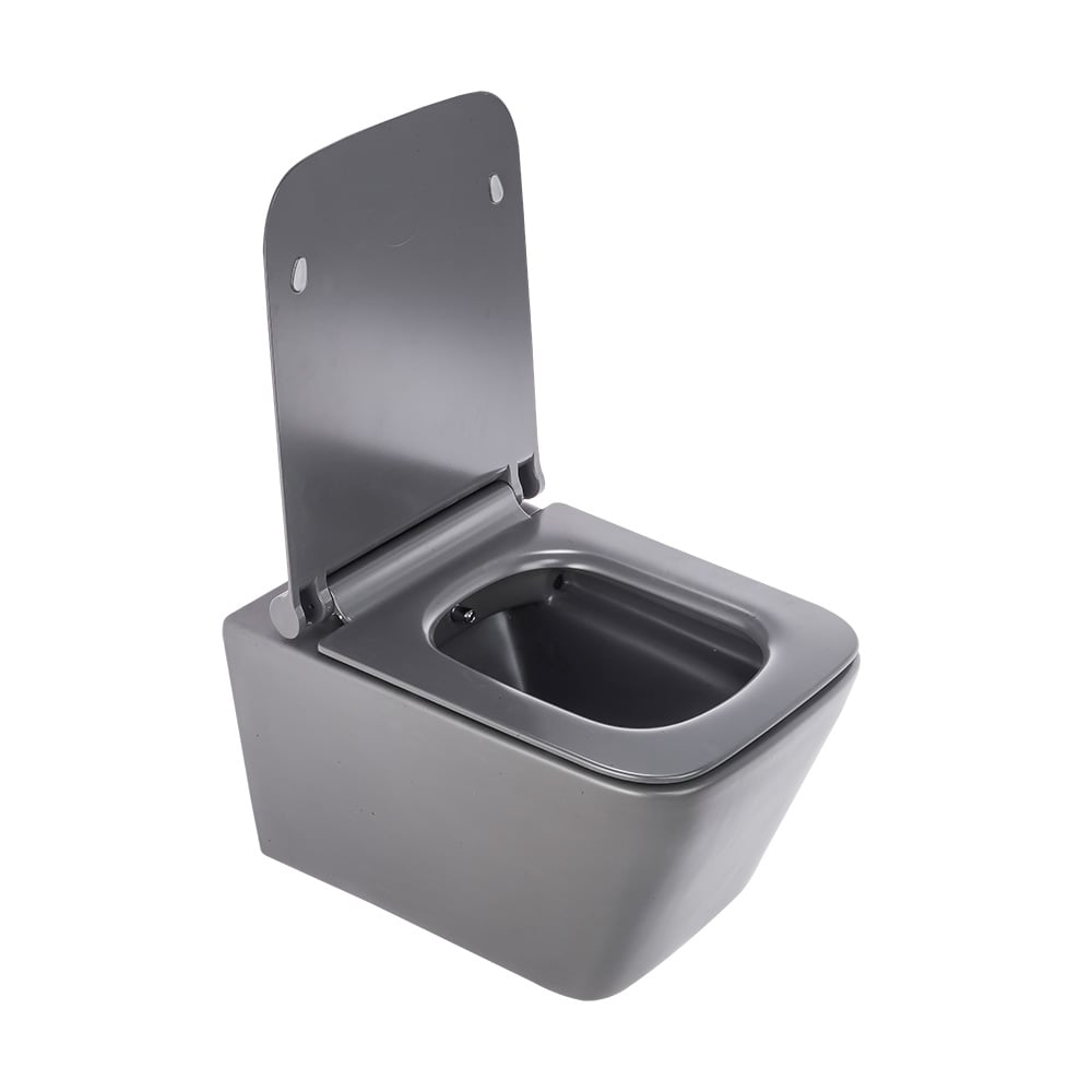 Pure ConceptMat Gri Kanalsız Asma Klozet + Yavaş Kapanır Kapak