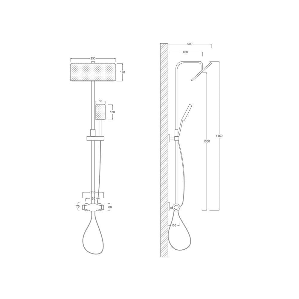 Pure ConceptMeridyen Mat Siyah Kırmızı Bataryalı Tepe Duş Seti