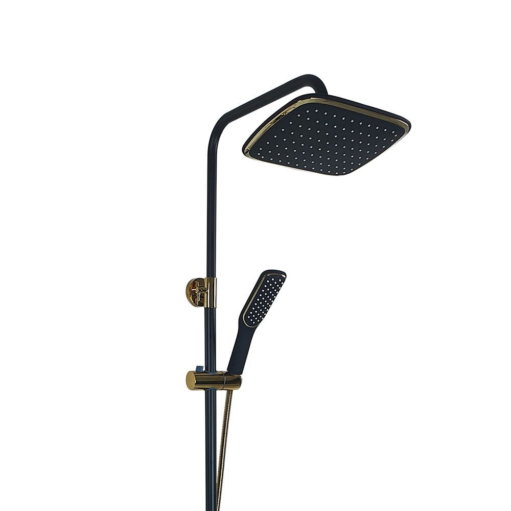 Pure ConceptMetro Şataflı Siyah Gold Banyo Armatür / Duş Seti
