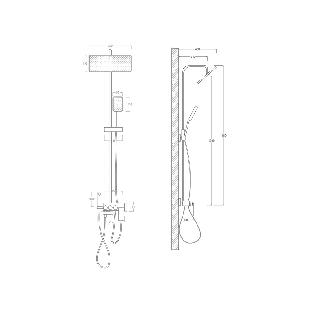 Pure ConceptMetro Siyah Gold Şataflı ve Bataryalı Tepe Duş Seti