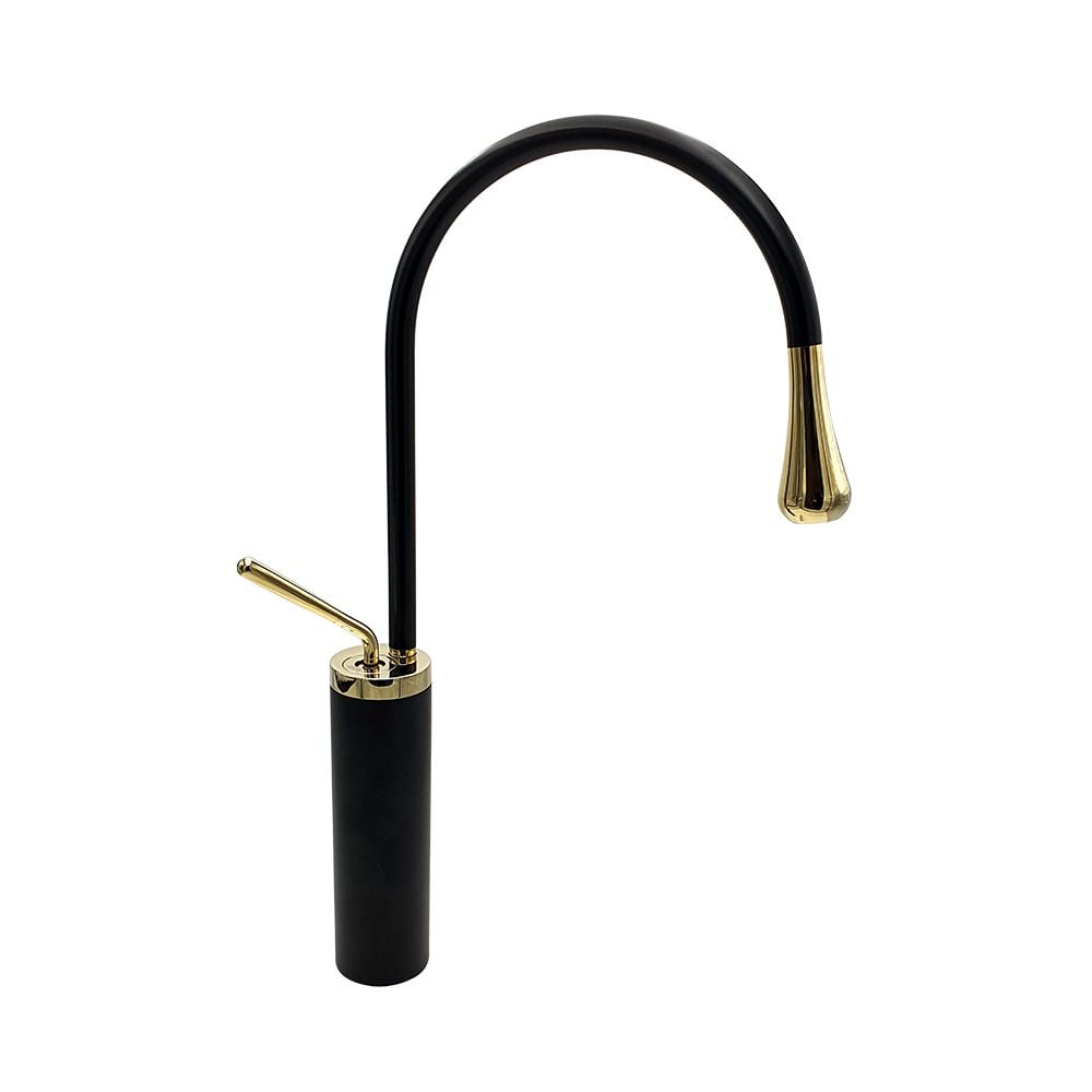 Pure ConceptMinimal Black Gold Çanak Lavabo Bataryası