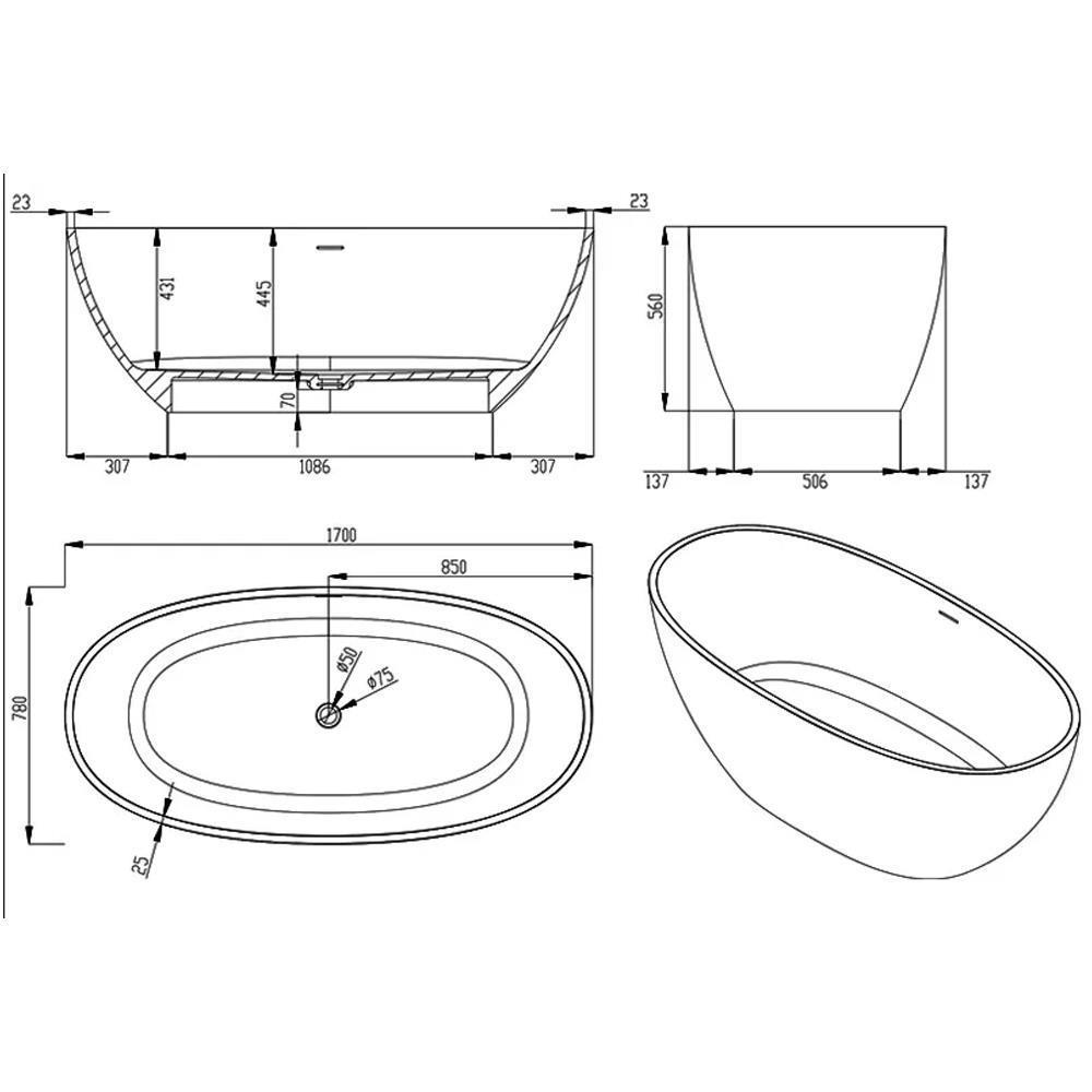 Pure ConceptPure Concept 170x80 Kırmızı Şeffaf Bağımsız Küvet OUTLET