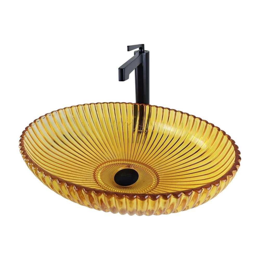 Pure ConceptPure Concept Dekoratif Oval Cam Lavabo Sarı 50 cm