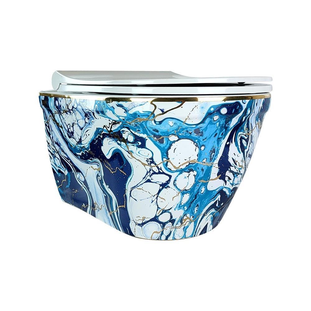 Pure ConceptPure Concept Ebru Mavi Altın Kanalsız Asma Klozet (Outlet)