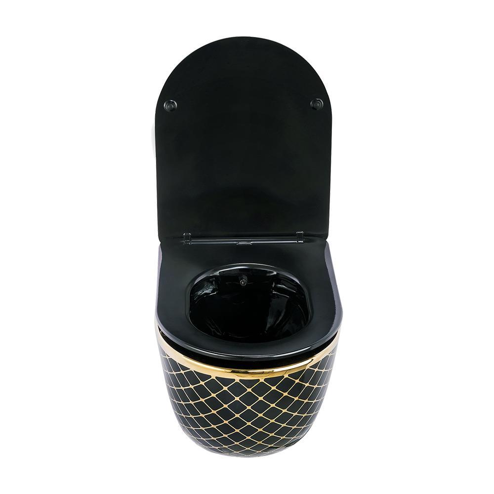 Pure ConceptPure Concept Geometrik Siyah Altın Kanalsız Asma Klozet (Outlet)