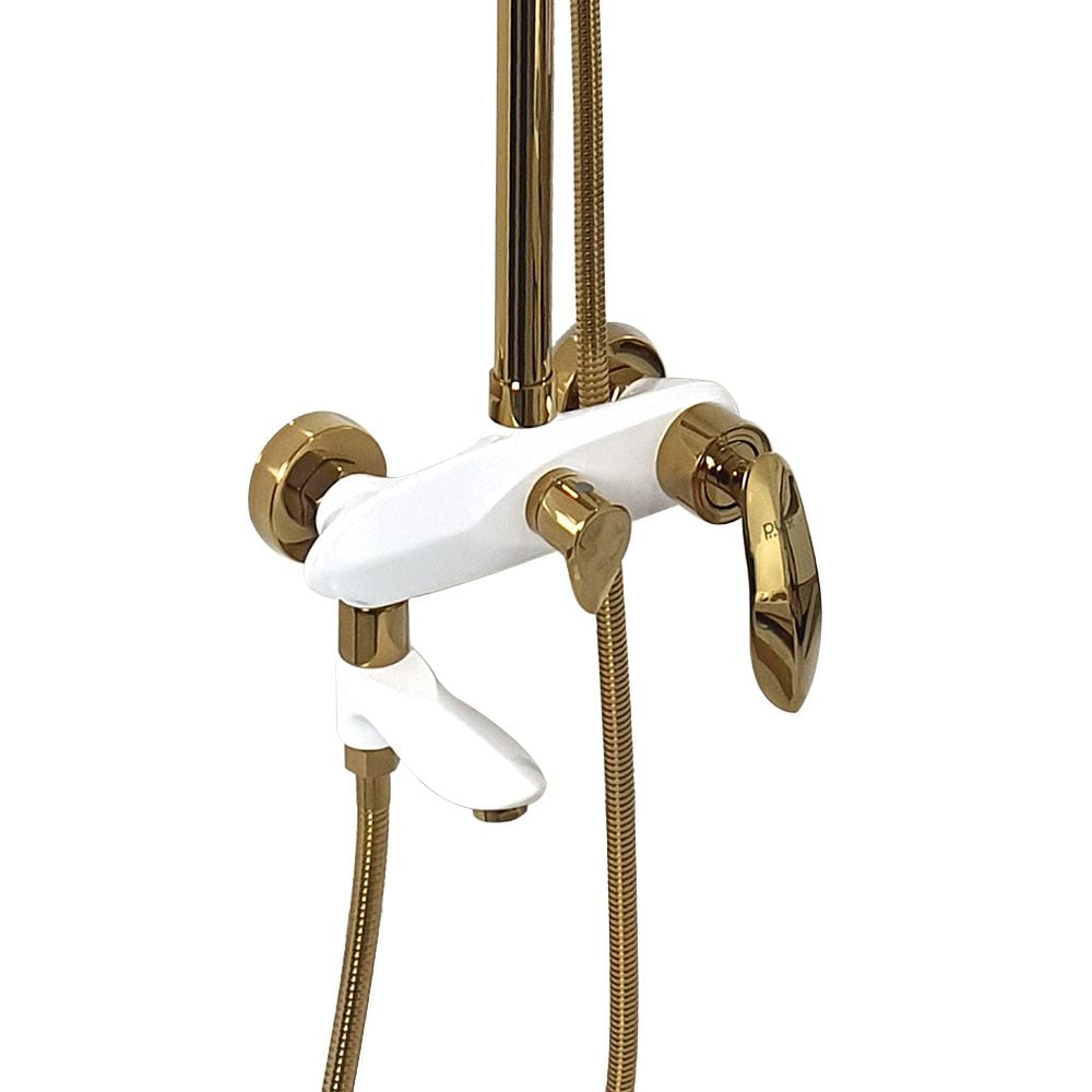 Pure ConceptRoyal Beyaz Gold Duş Sistemi ve Banyo Bataryası