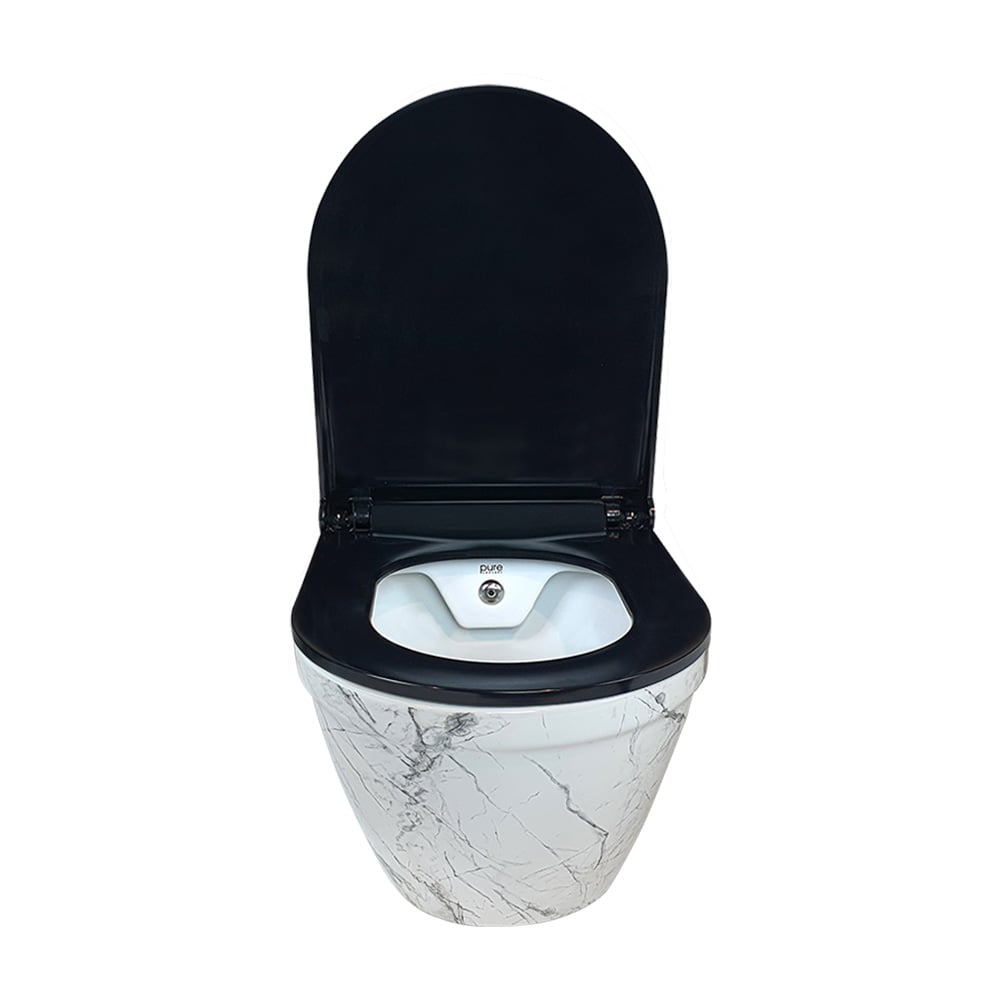 Pure ConceptSharp Calacatta 52 cm Kanalsız Asma Klozet + Siyah Kapak