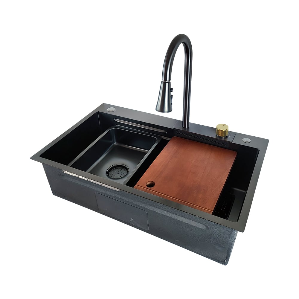 Pure ConceptSiyah Nano 75x45 Armatürlü Pas. Çelik Evye