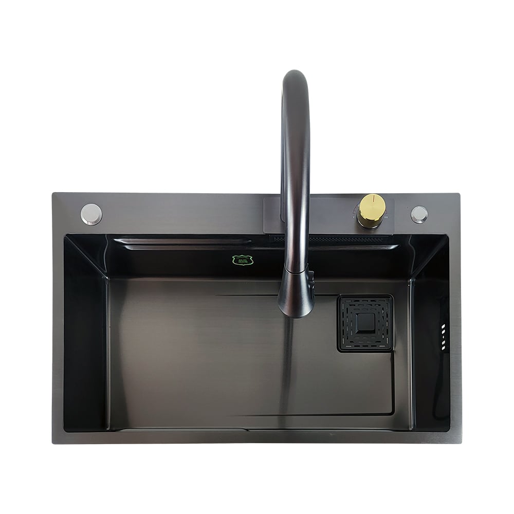 Pure ConceptSiyah Nano 75x45 Armatürlü Pas. Çelik Evye