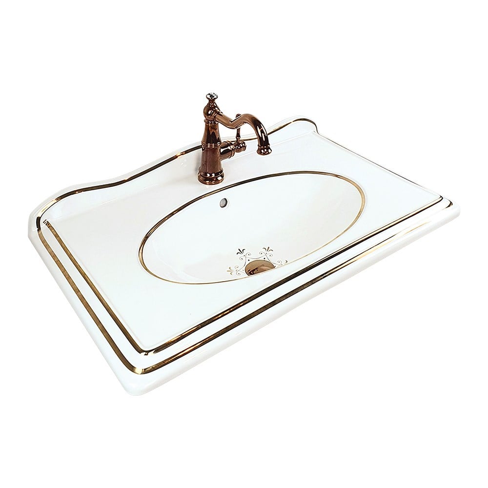 Pure ConceptVictorian White&gold 81cm Dekoratif Etajerli Lavabo