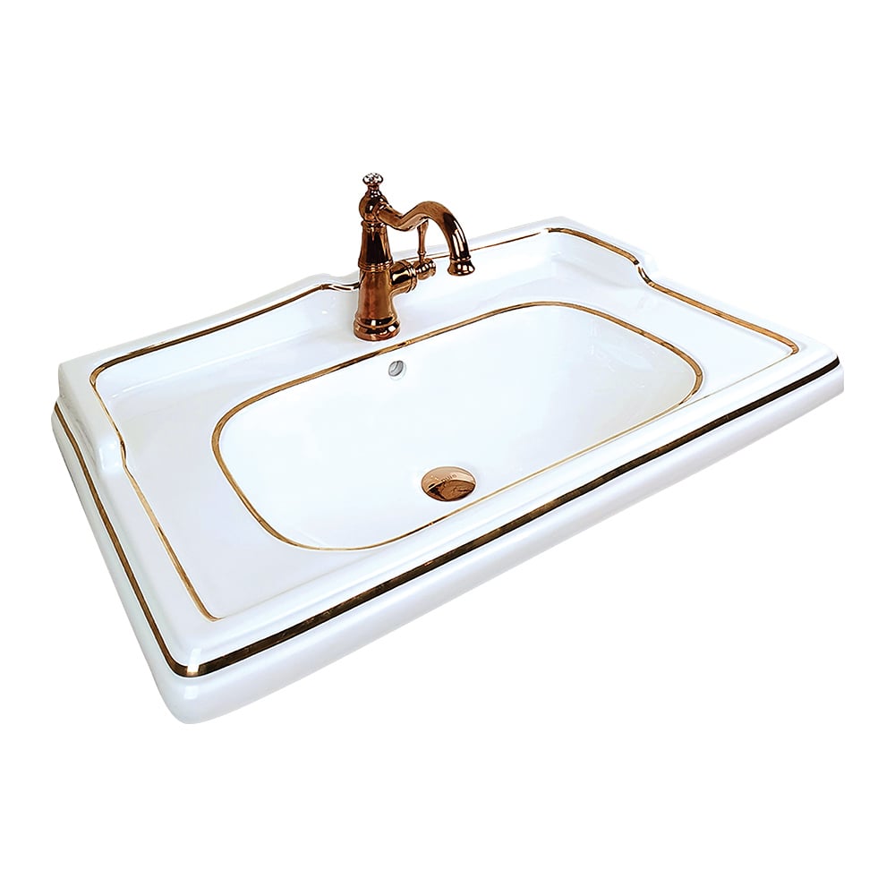 Pure ConceptVictorian White&gold 81cm Dekoratif Etajerli Lavabo