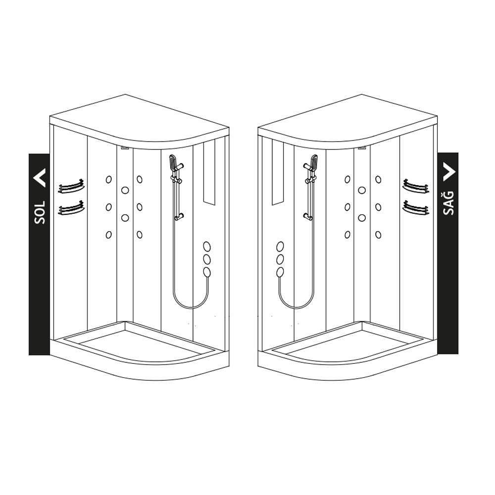 Shower100x140 Rain Asimetrik Tekneli Kompakt Duş Sistemi