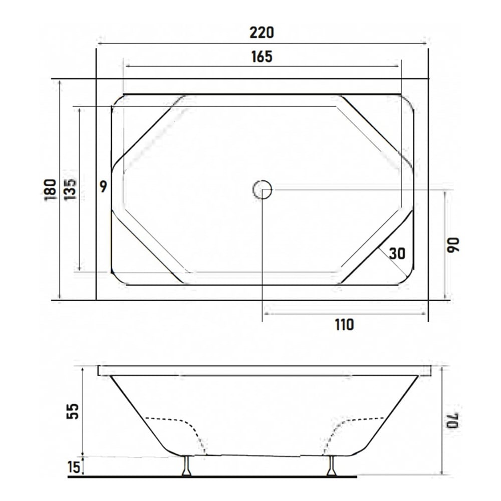 ShowerShower Optimum 220x180 cm Spa Köşe Oturmalı Küvet