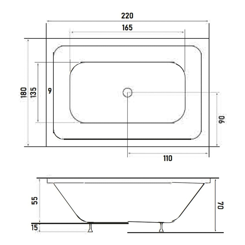 ShowerShower Optimum 230x190 cm İreko Ahşap Panelli Spa Düz Küvet