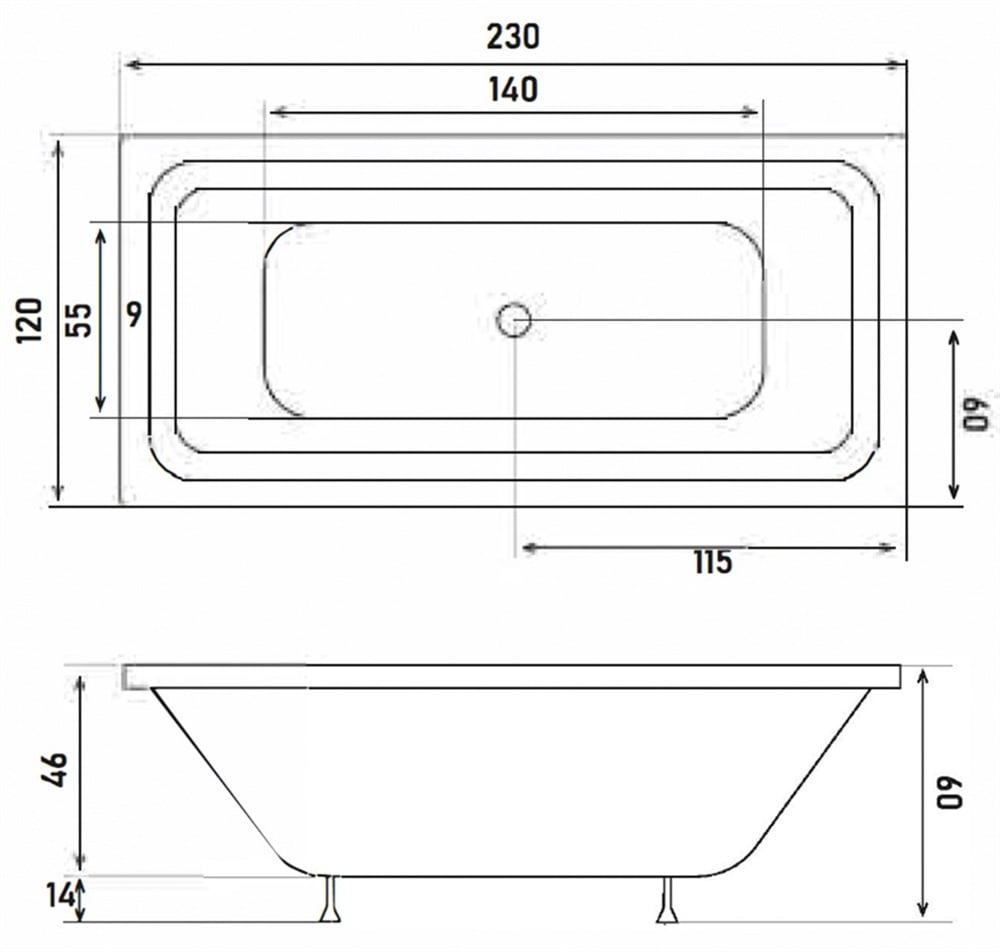 ShowerShower Poleteria 230x120 cm Taşmalı Özel Küvet