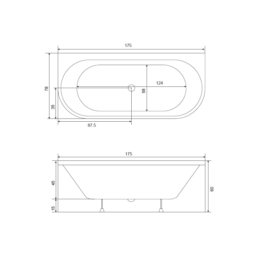 ShowerShower Teodor 78x175 Bağımsız Küvet