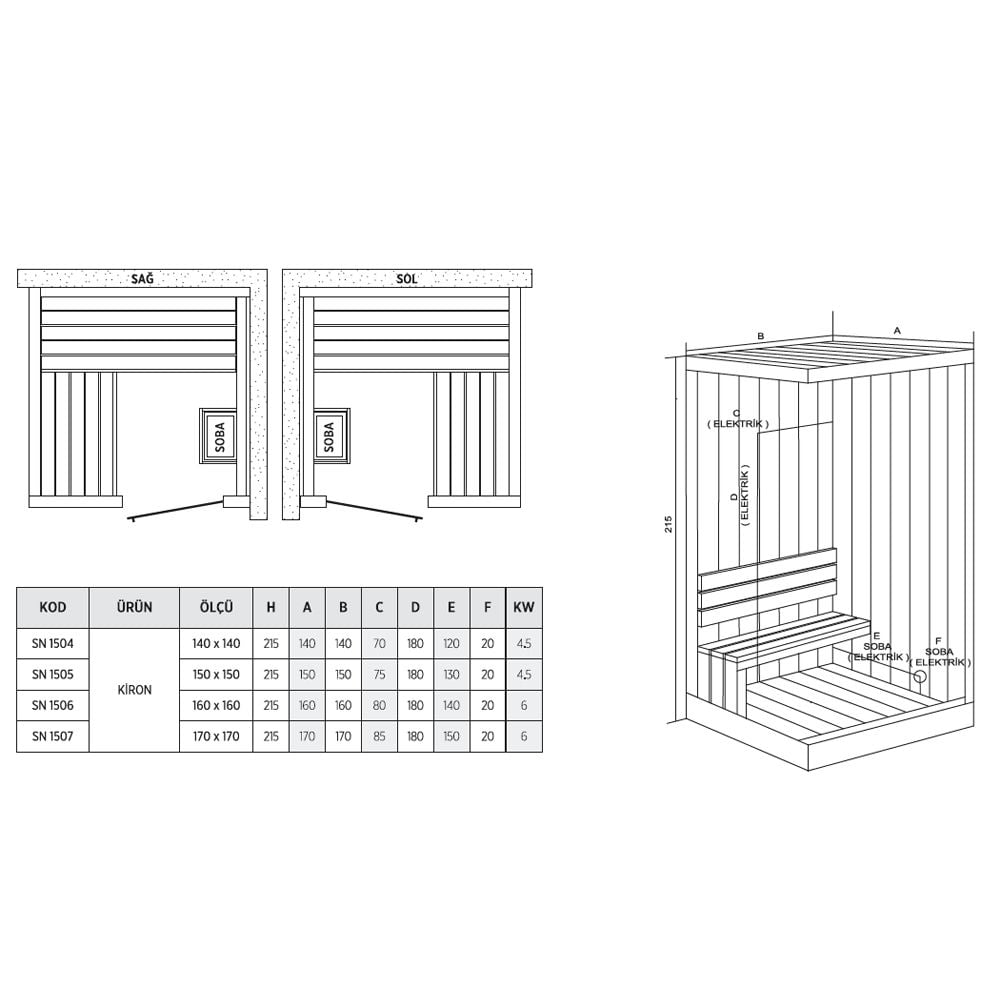 ShowerTaurus 160x180 Ev Tipi Sauna